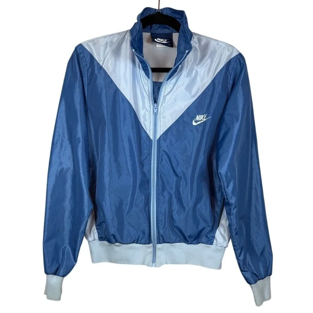 Vintage Nike Chevron Windrunner Jacket, Full Zip Windbreaker, Blue, Size Medium